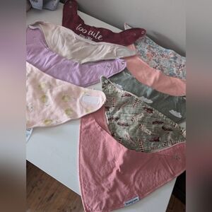 Baby Girl Lot Of 9 Bibs Bundle